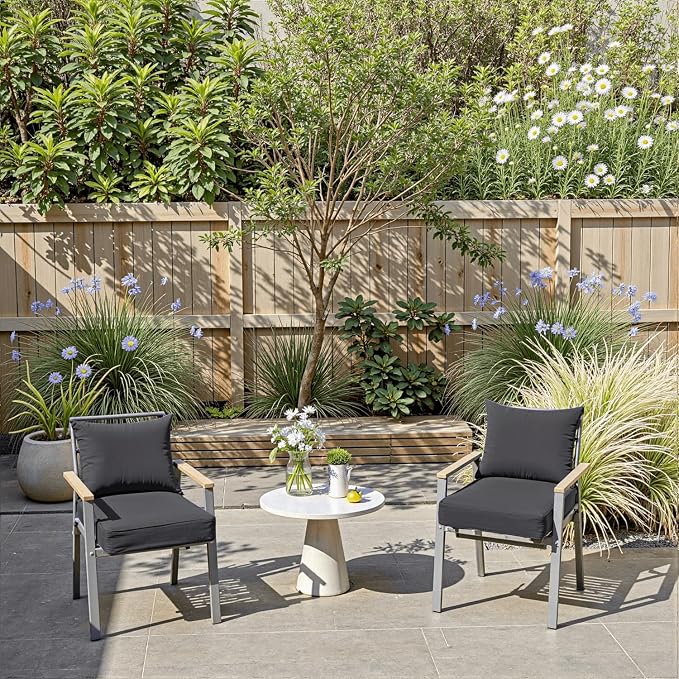 PatioGlow Outdoor Chair Cushions 22 x 22 x 3 Inch, Waterproof & Fade Resistant Patio Seat Cushion for Furniture with Handle and Ties, Thick Seating Pads for Outside Sofa Couch Set of 2, Grey - Image 4