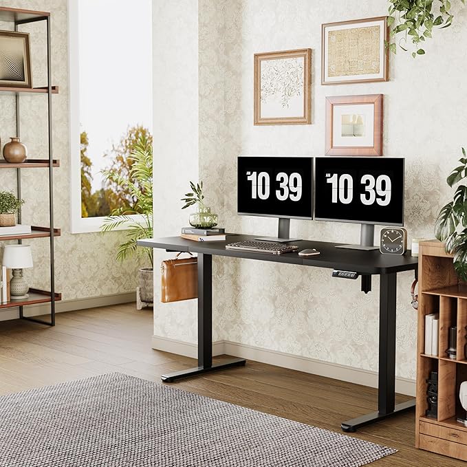 Monomi Large Electric Standing Desk 71“x31.5“ Height Adjustable,Black | Sit Stand Up Desk for Home Office,Ergonomic Computer desk with Memory Preset and Anti-Collision,Headphone Hook - Image 2