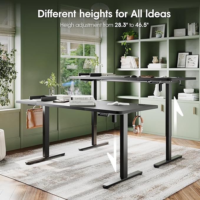 Monomi Electric Standing Desk 63"x28"Height Adjustable Sit Stand Desk | Ergonomic Home Office Computer Gaming Desk with Memory Preset Controller and Anti-Collision,Black - Image 4