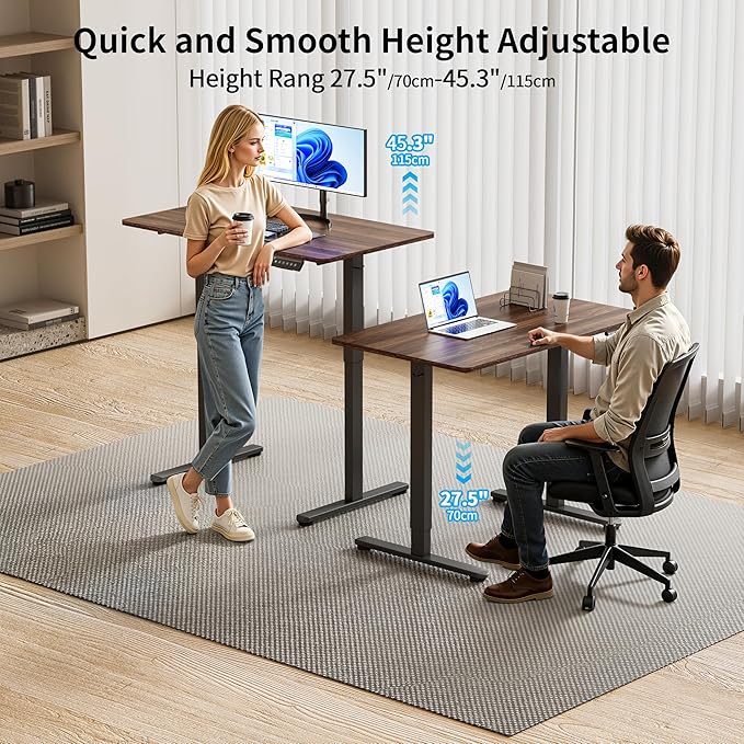 BIZUM 40x24 Inch Electric Standing Desk with Memory Presets, Quiet Motor Height Adjustable Stand Up Desk for Home Office & Gaming, Ergonomic Sit Stand Workstation，Walnut - Image 4
