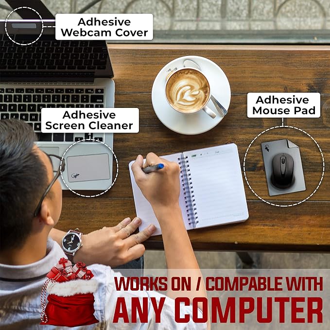Mouse Pad Adhesive Bottom - Sticks to Any Surface - Portable - Webcam Covers and Screen Cleaner Included (Silver) - Image 4
