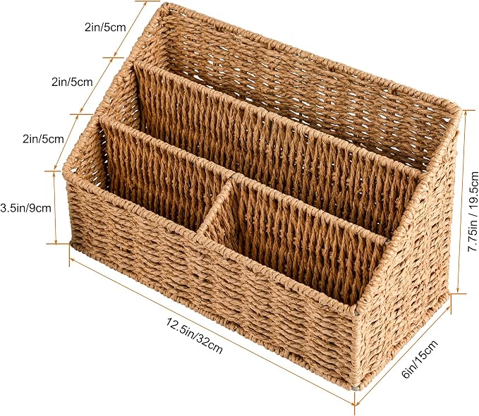 DINGTAI Woven Mail Organizer Countertop, 12 Inch Mail Organizer Basket for Bill and Pen, Farmhouse Desk organizers and storage - Image 5