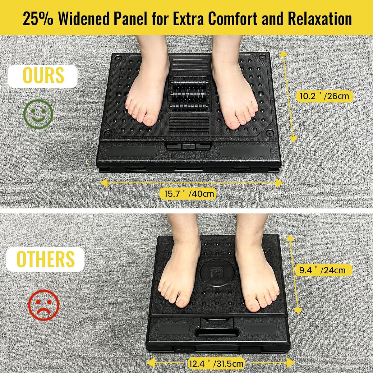 Foot Rest for Under Desk at Work Enlarged, Ergonomic Footrest with Adjustable Height and Angle, Foldable Foot Stool with Removable Pad Massage Beads for Office Gaming Chair Brown - Image 2