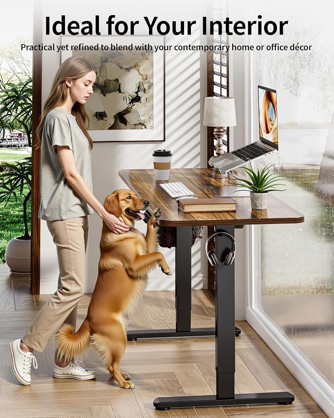 BIZUM Electric Standing Desk 63 x 24 Inch Computer Desk-Gaming Desk Dark Walnut Home Office Desks Height Adjustable Memory Stand Up Computer Workstation - Image 5