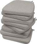 AAAAAcessories D-Shaped Chair Cushions, 2" Thick Dining Chair Pads with Ties and Removable, Machine-Washable Cover, 17" x 16", Set of 8, Khaki Gray by AAAAAcessories
