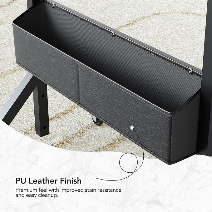 HUANUO Portable Standing Desk Adjustable Height, Mobile Stand Up Desk for Walking Pad and Treadmill, Rolling Computer Table with Wheels, 31.5"x15.75" Height 28.7"-46.1", Black - Image 5