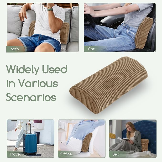 HIGOGOGO Lumbar Support Pillow for Recliner Chair/Accent Chair/Couch, Memory Foam Back Support Cushion for Elderly, Recliner Cushions for Back Rest, Pain Relief, Reading, Washable Cover, Coffee - Image 6
