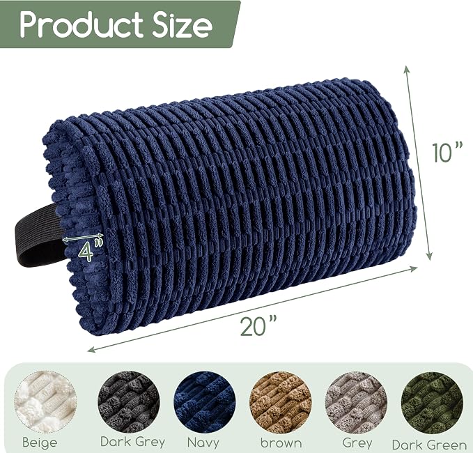 Lumbar Support Pillow for Recliner Chair/Office Chair/Couch, Memory Foam Back Support Cushion with Adjustable Strap, Recliner Cushions for Lower Back Pain Relief, Sleeping, Washable Cover, Navy - Image 2