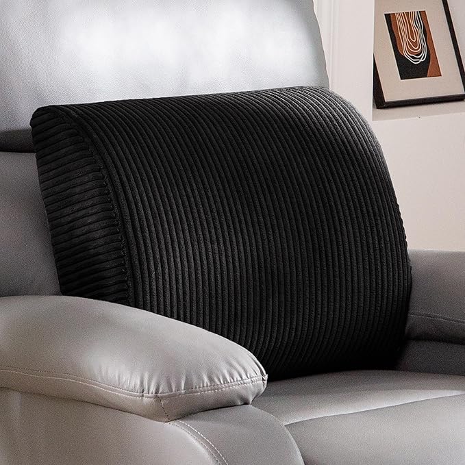 Lumbar Support Pillow for Recliner Chair/Accent Chair/Couch, Extra Large Memory Foam Back Support Cushion for Elderly, Recliner Cushions for Back Rest, Pain Relief, Reading, Washable Cover, Black by HIGOGOGO