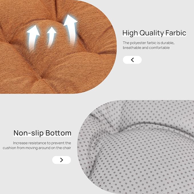 Love's cabin Memory Foam Chair Cushions Set of 4, 19 Inch, Terracotta | 19"x19"x3.5", Indoor & Outdoor Chair Seat Pads with Non-slip Bottom and Ties, for Dining, Kitchen, Office and Patio Chair - Image 5
