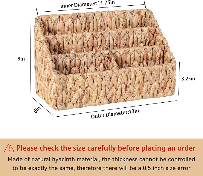 DINGTAI Natural Farmhouse Desk Organizers and Storage, Large Countertop Mail Holder, Tabletop Organizer (Water Hyacinth) - Image 4