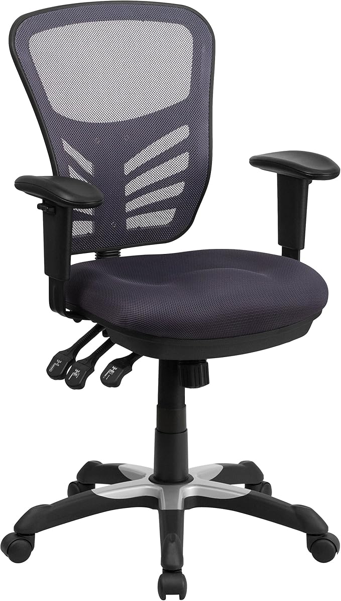 Flash Furniture Mid-Back Dark Gray Mesh Multifunction Executive Swivel Ergonomic Office Chair with Adjustable Arms by FlashFurniture