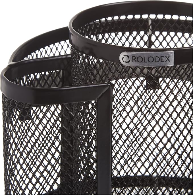 Rolodex Desk Organizer Rotating Office Supply Caddy Mesh Black (6.5" x 6.5" x 6.25") (Pack of 8) - Image 5