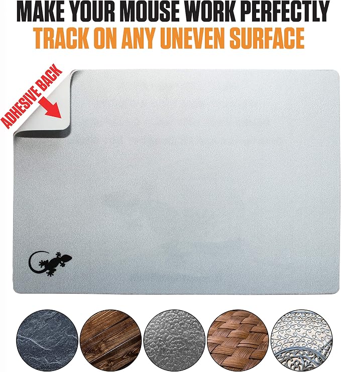 Mouse Pad Adhesive Bottom - Sticks to Any Surface - Portable - Webcam Covers and Screen Cleaner Included (Silver) - Image 5