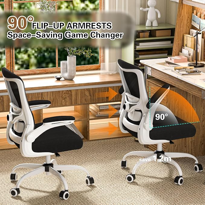 Ergonomic Office Chair for Long Hours, Adjustable Padded Lumbar Support for Lower Back Relief, 330 lb Capacity, Comfortable Computer Desk Chair for Home Office, Work & Study - Image 5