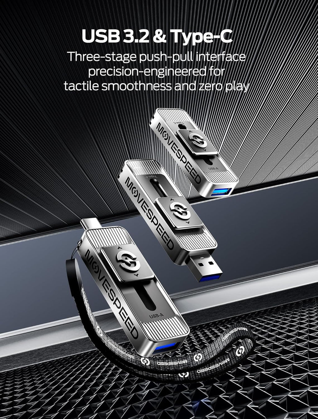 MOVE SPEED 2TB Solid State Drives with Dual Ports & Push-Pull Design 560MB/s Read Speed, Type C + USB 3.2 Drive Portable ssd for iPhone 15/16/Android/Mac - Image 4