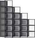 SONGMICS Shoe Boxes, Clear Plastic Sneaker Box, Pack of 18 | Stackable Shoe Storage Organizers, for Closet, 13.1 x 9.9 x 7.4 Inches, Transparent and Black, DENNYS Collection ULSP007B18 by Unknown