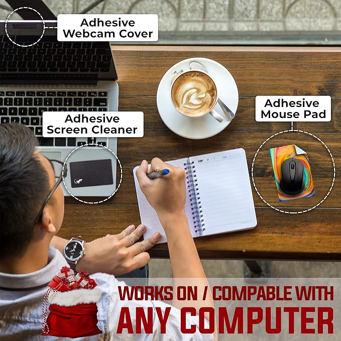 Mouse Pad Adhesive Bottom - Sticks to Any Surface - Portable - Webcam Covers and Screen Cleaner Included (Color Swirl) - Image 3