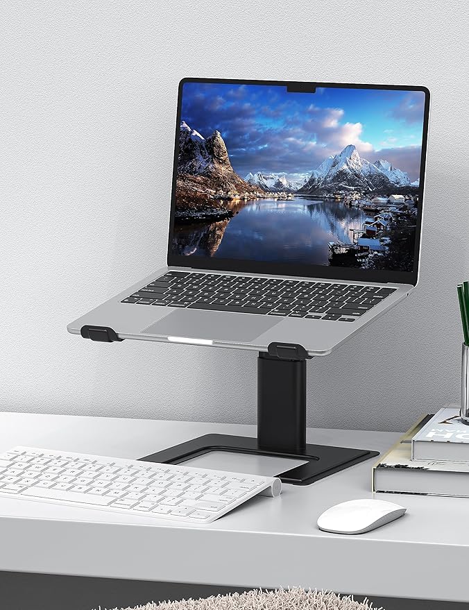 ALASHI Laptop Stand for Desk, Computer Stand Adjustable Height, Ergonomic Notebook Laptop Riser, Aluminum Metal Holder Compatible with 10 to 17.3 Inches Notebook PC Computer, Black - Image 7