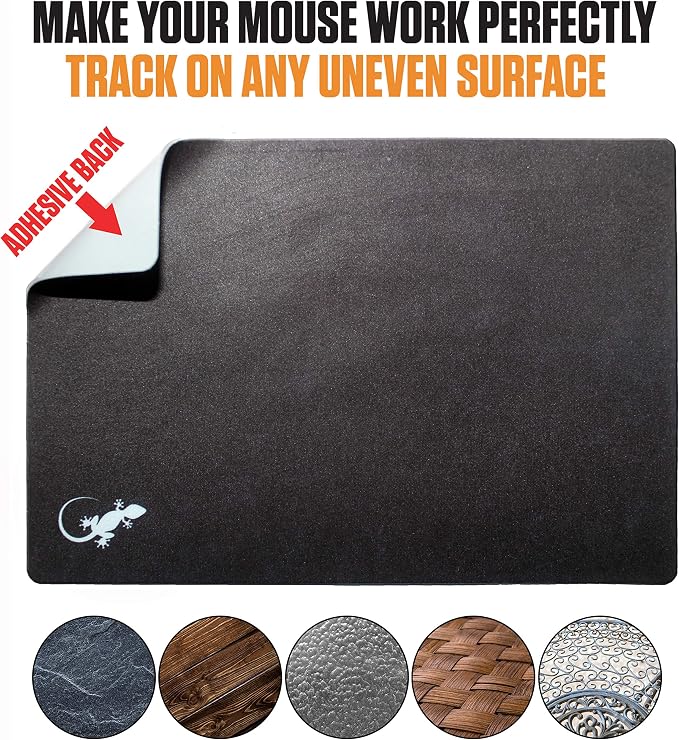 Mouse Pad Adhesive Bottom - Sticks to Any Surface - Portable - Webcam Covers and Screen Cleaner Included (2 Pack -Blank- Black) - Image 3