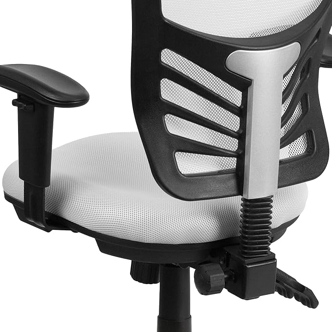 Flash Furniture Mid-Back White Mesh Multifunction Executive Swivel Ergonomic Office Chair with Adjustable Arms | Adjustable Armrests, 360° Swivel, Height Adjustable, Commercial Grade - Image 8