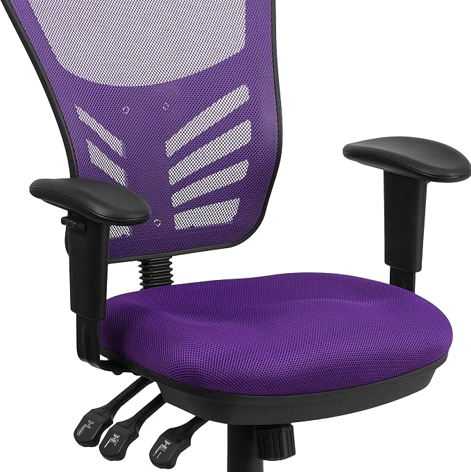 Flash Furniture Mid-Back Purple Mesh Multifunction Executive Swivel Ergonomic Office Chair with Adjustable Arms | Adjustable Armrests, 360° Swivel, Height Adjustable, Commercial Grade - Image 9