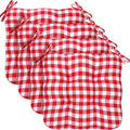 Geetery 4 Pack Chair Cushions with Ties for Kitchen, Red and White, Plaid by Geetery