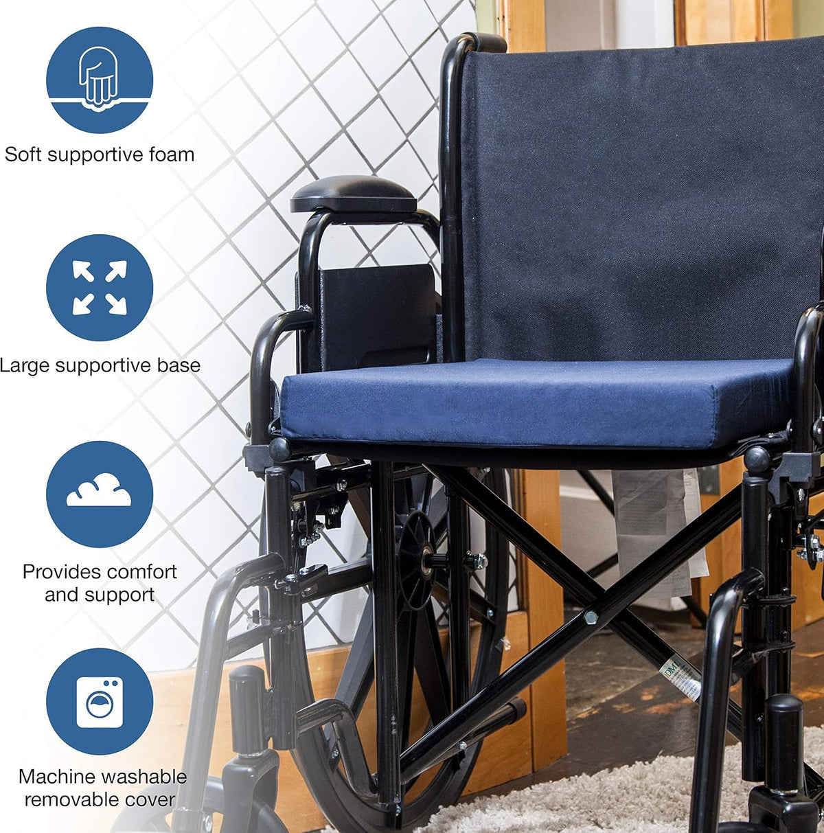 DMI Seat and Chair Cushion for Office Chairs, Wheelchairs, Scooters, Kitchen Chairs or Car Seats, for Support and Height While Reducing Stress on Back, Tailbone or Sciatica, 2 in - Image 2