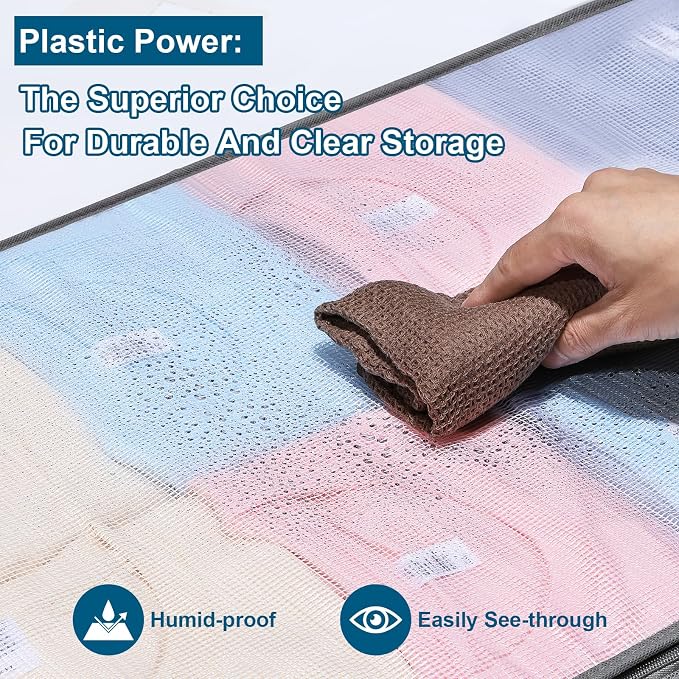 2 Pack Under Bed Storage Containers Bins, Humid-Proof Plastic Underbed Storage Bins, Clothes Storage and Organization Bags, Under the Bed Blanket Storage with Handles for Clothes, Bedroom - Image 3