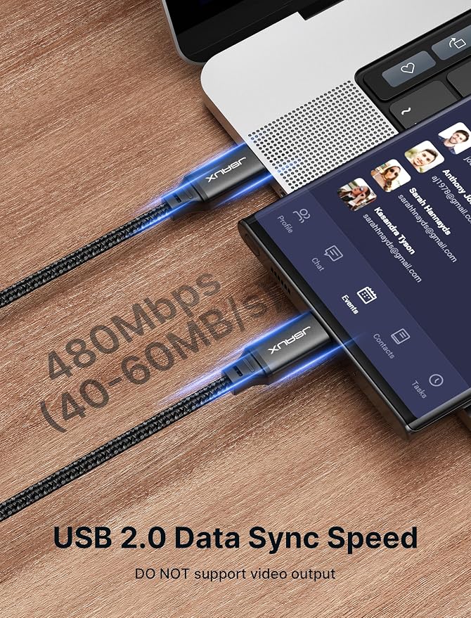 JSAUX 100W USB C to USB C Cable [2-Pack 10FT], PD Fast Charging, Black | 100 Watt Fast Charger, Braided Type-C Cords for iPhone Air/17e/17/16/15 Series, Galaxy S/Note Series, MacBook and iPad - Image 7