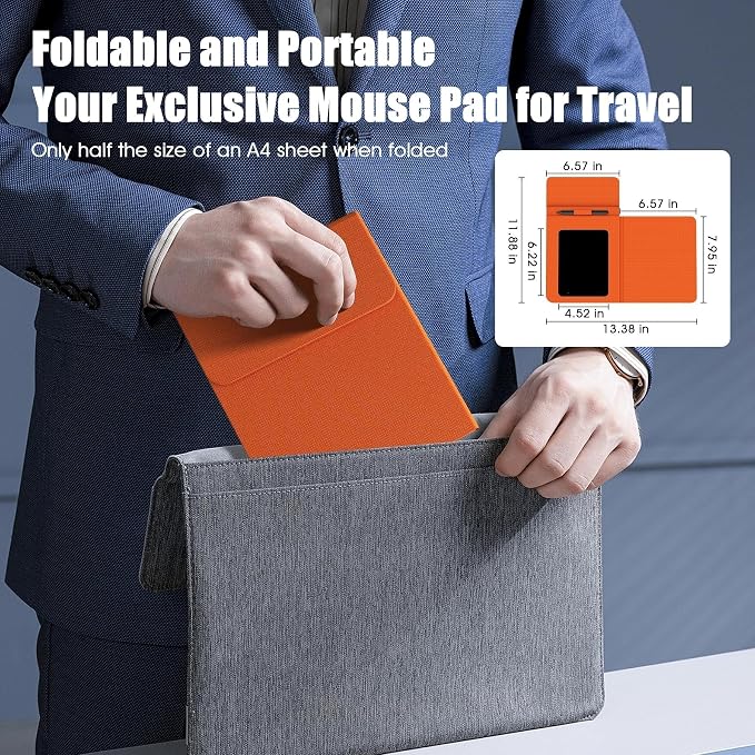 Foldable Wireless Charging Mouse Pad with LCD Writing Tablet,15W Qi Magnetic Fast Charging Mouse Mat,Multi-functional PU Leather Charging Pad for iPhone Samsung iWatch,Portable Office Home Accessories - Image 4