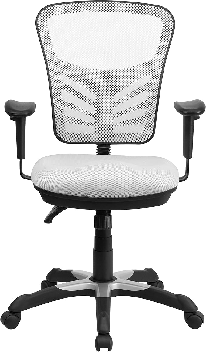 Flash Furniture Mid-Back White Mesh Multifunction Executive Swivel Ergonomic Office Chair with Adjustable Arms | Adjustable Armrests, 360° Swivel, Height Adjustable, Commercial Grade - Image 7