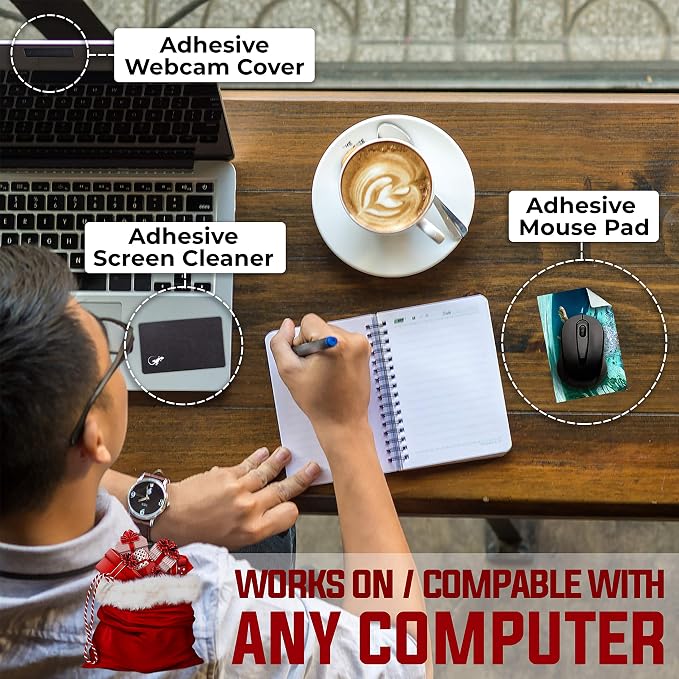 Mouse Pad Adhesive Bottom - Sticks to Any Surface - Portable - Webcam Covers and Screen Cleaner Included (Cross-Black) - Image 3
