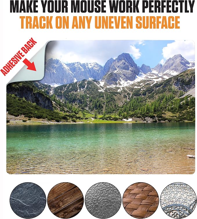 Adhesive Mouse Pad - Peel and Sticks to Any Surface - Travel Mouse Pad, Sticky for Any Surface - Excellent Tracking - Mountain Lake - Image 4