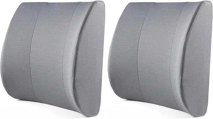 DMI Lumbar Support Pillow for Chair to Assist with Back Support with Removable Washable Cover and Firm Insert to Ease Lower Back Pain While Improving Posture, 14 x 13 x 5, Contoured Foam, Elite, Gray by DMI