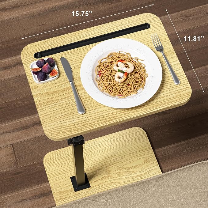 360° Swivel Sofa Side Table for Couch, Set of 2 | Adjustable Height, Laptop Table for Work, TV Trays Table for Snacks Reading, Fits Bed Chair, Phone & Tablet Slot - Image 2