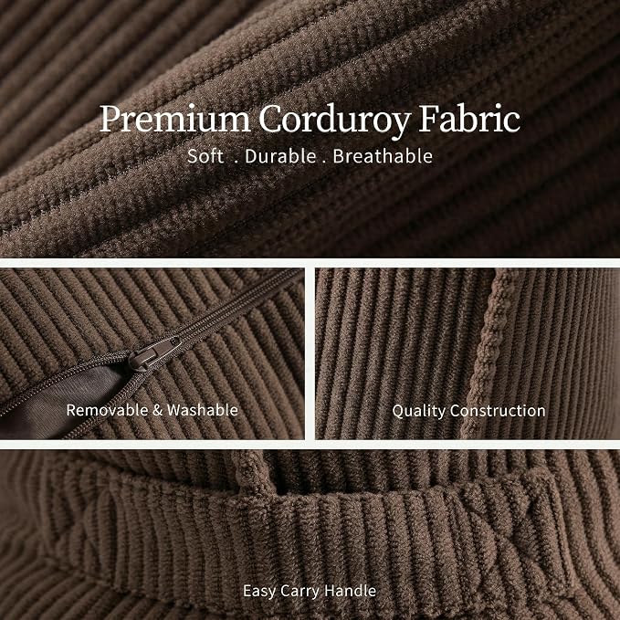 Pat. Pend. Corduroy Lumbar Support Pillow for Recliner, Sitting & Relaxing, Triangle Cushion for Sofa, Couch or Bed, Reading Pillow with Removable Washable Cover, Chocolate - Image 3