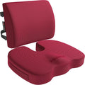 FORTEM Seat Cushion & Lumbar Support for Office Chair, Wheelchair, Car | Memory Foam | Ergonomic Design | Washable Cover | Non Slip | Red by FORTEM
