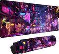 Cyberpunk Mouse Pad,XL 31.5"x11.8" Big Gaming Mousepad,Japanese Streets Large Extended Mouse Mat,Non-Slip Rubber Base Waterproof with Stitched Edges for Gaming Office Home by HUNJIEEM