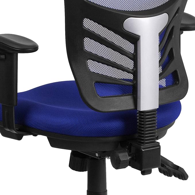 Flash Furniture Mid-Back Blue Mesh Multifunction Executive Swivel Ergonomic Office Chair with Adjustable Arms | Adjustable Armrests, 360° Swivel, Height Adjustable, Commercial Grade - Image 8