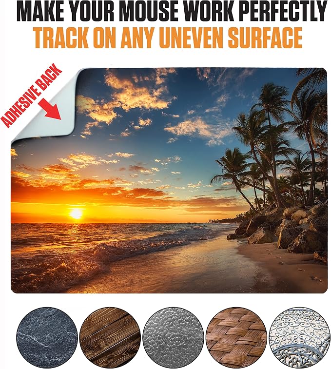 Adhesive Mouse Pad - Peel and Sticks to Any Surface - Travel Mouse Pad, Sticky for Any Surface - Excellent Tracking - Beach Sunset - Image 4