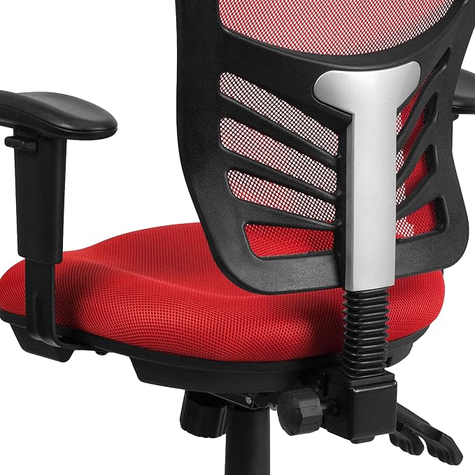 Flash Furniture Mid-Back Mesh Executive Office Chair, Red | Adjustable Armrests, 360° Swivel, Height Adjustable, Commercial Grade - Image 8