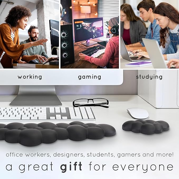 Purple Cloud Keyboard Wrist Rest – Create-ables Qloud Purple Wrist Rest for Computer Keyboard and Mouse, Ergonomic Memory Foam Wrist Pad with Non-Slip Base, Includes Cloud Mouse Pad - Image 9