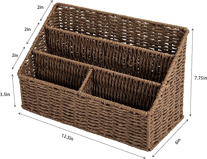 Mail Organizer Countertop,Mail Organizer For Desk,Mail Basket(Brown) | Handwoven,Boho,Farmhouse,Multifunction,Durable material - Image 5