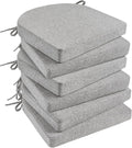 Basic Beyond Chair Cushions for Dining Chairs 6 Pack, Kitchen Chair Cushions with Ties and Non Slip Backing, 16 x 16 inches Chair Pads for Dining Chairs (Light Grey) by BasicBeyond