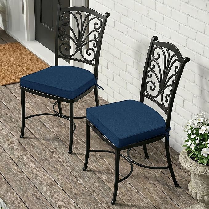 Outdoor Chair Cushions, D Shaped, Set of 6, 19 x 19 Inch, Navy Blue | Fade-Resistant, Water-Resistant, Patio Furniture Seat Chair Pads Replacement, Non-Slip Bottom with Ties, Removable Cover - Image 7