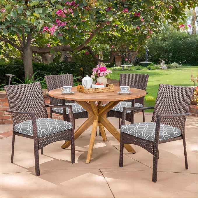 HARBOREST Outdoor Chair Cushions Set of 4, Water Resistant Patio Chair Cushions with Ties, Outdoor Seat Cushions for Patio Furniture, 17"x16"x2", Grey Geometry - Image 7