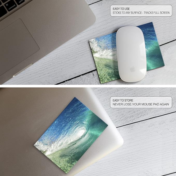 Adhesive Mouse Pad - Peel and Sticks to Any Surface - Travel Mouse Pad, Sticky for Any Surface - Excellent Tracking - Beach Barrel Wave - Image 6