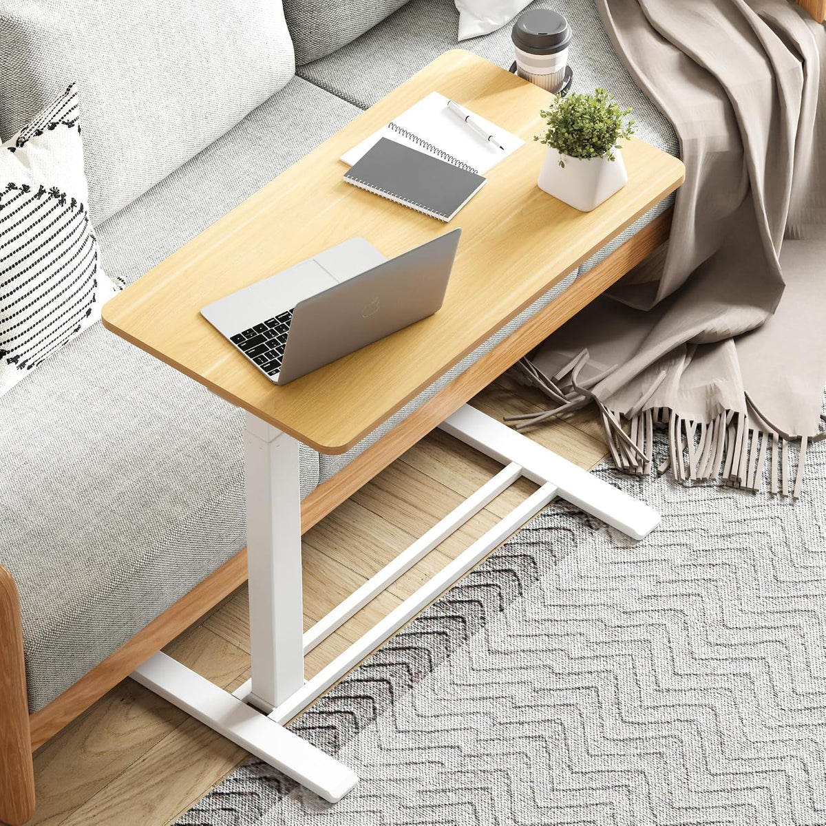 32''Large Medical Overbed Bedside Table with Wheels,Rolling Table - Image 2