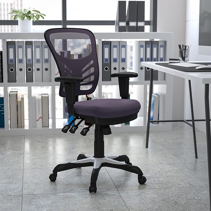 Flash Furniture Mid-Back Dark Gray Mesh Multifunction Executive Swivel Ergonomic Office Chair with Adjustable Arms - Image 2